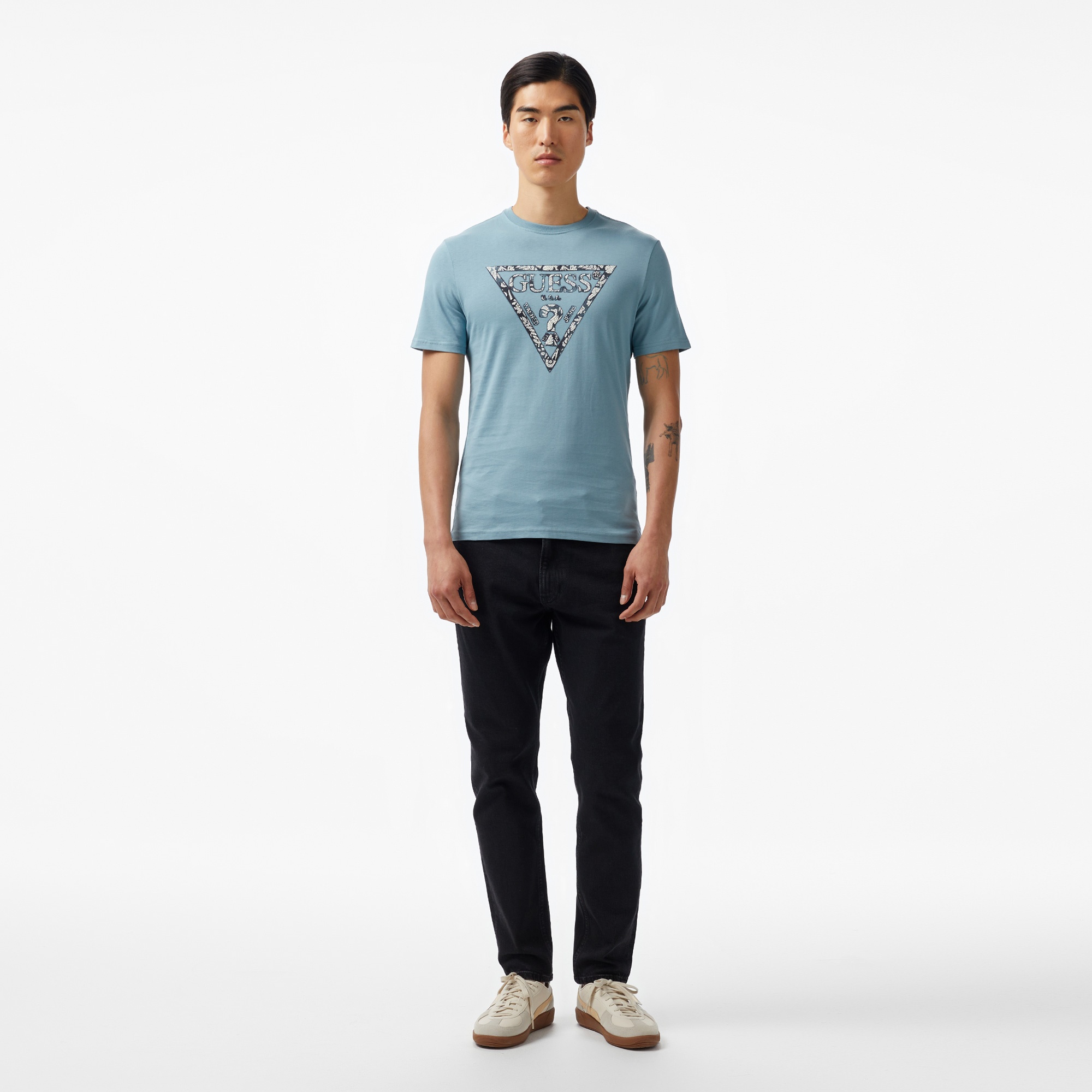 Guess Triangle Mid Organic Stream 180 Erkek Mavi T-Shirt