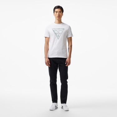  Guess Triangle Mid Organic Stream 180 Erkek Beyaz T-Shirt