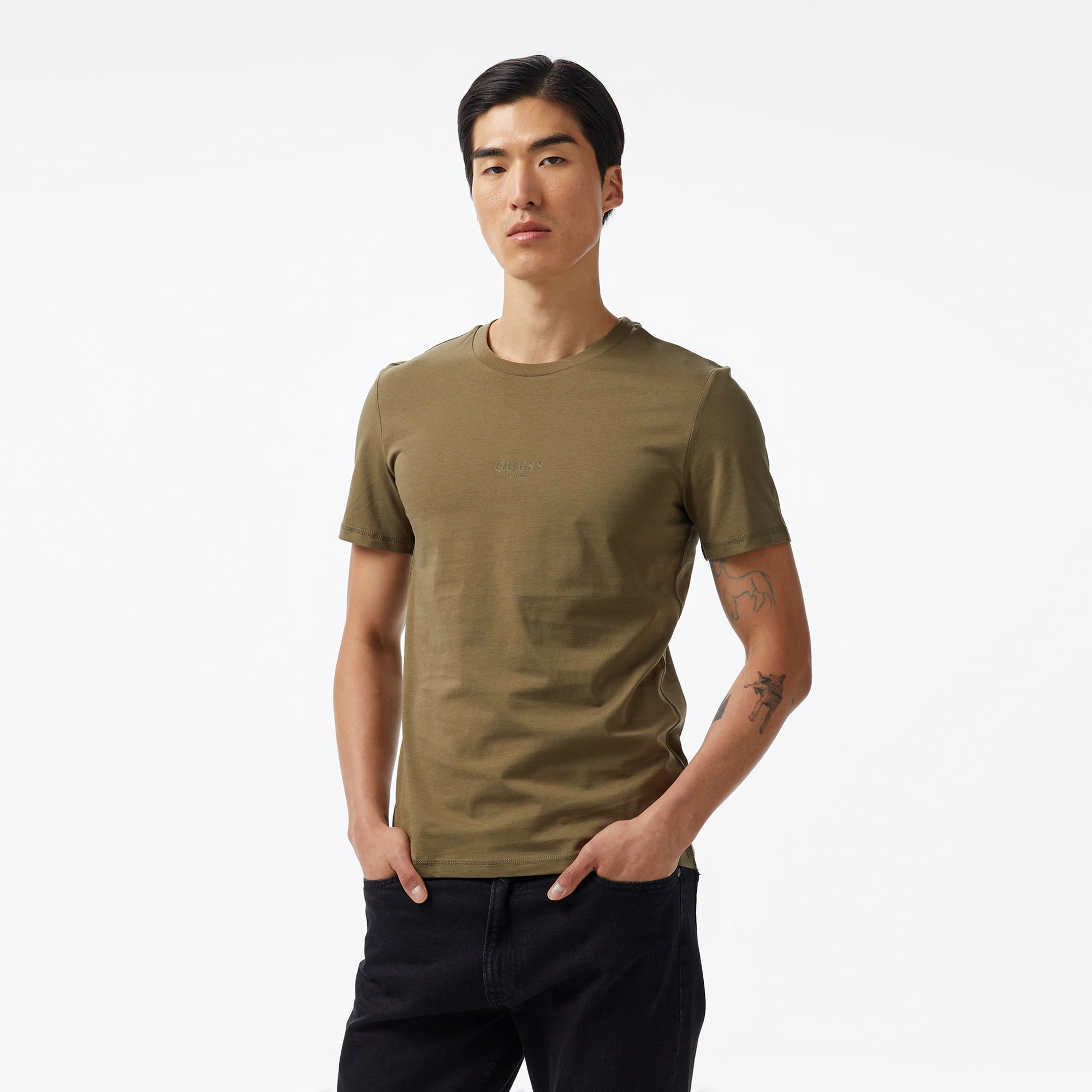 Guess Aidy Mid Organic Stream 180 Erkek Yeşil T-Shirt