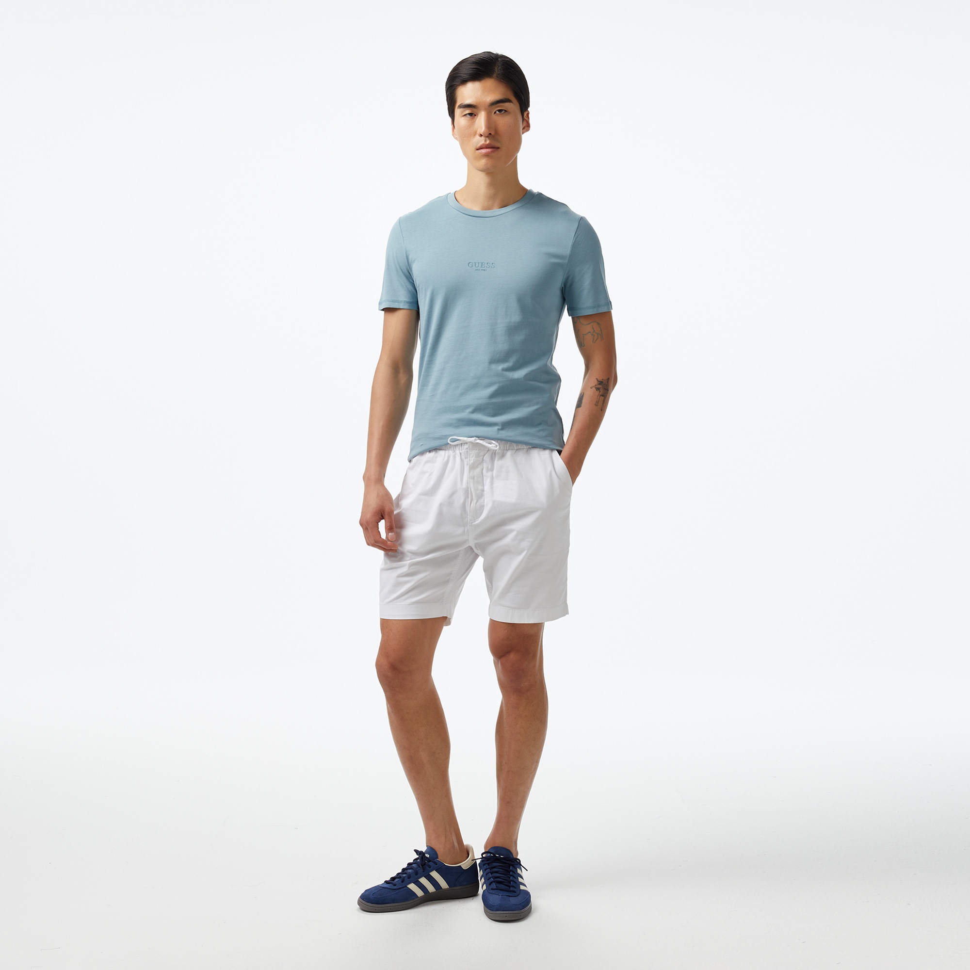 Guess Aidy Mid Organic Stream 180 Erkek Mavi T-Shirt