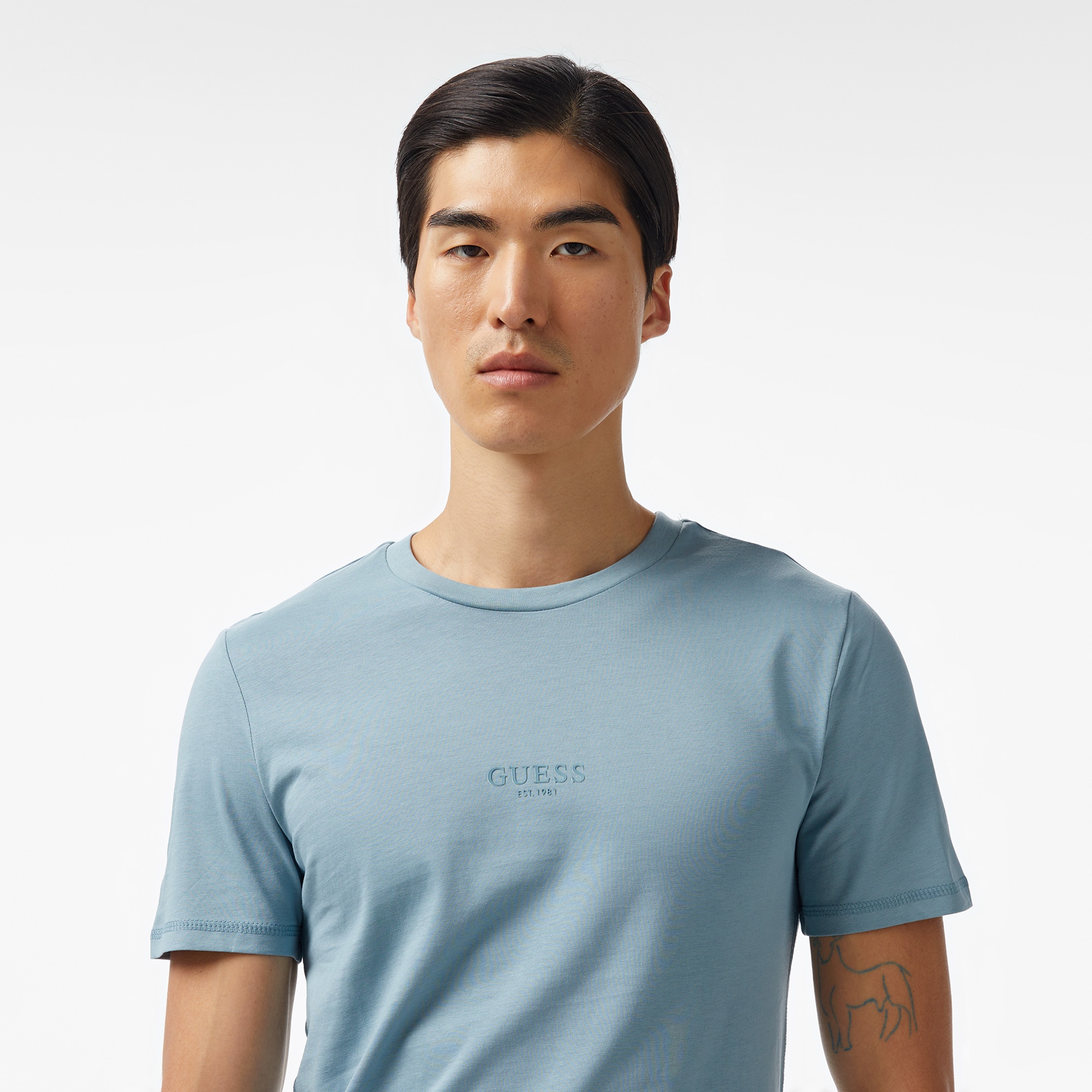 Guess Aidy Mid Organic Stream 180 Erkek Mavi T-Shirt