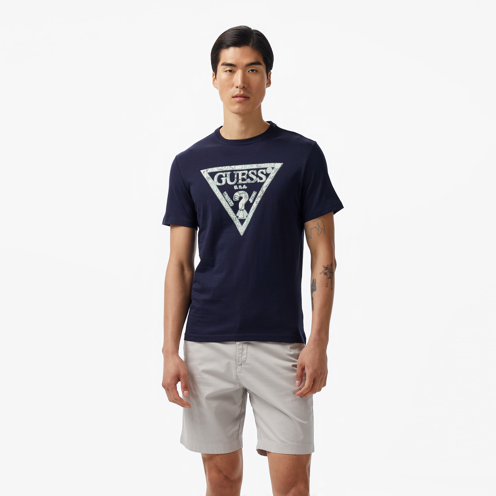  Guess Triangle Mid Organic Stream 180 Erkek Lacivert T-Shirt