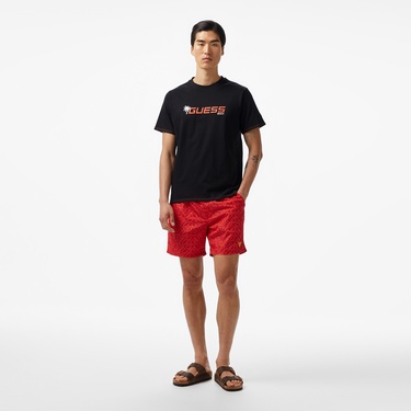  Guess Palm Logo Erkek Siyah T-Shirt