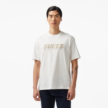  Guess Suron Mid Organic Stream 180 Erkek Beyaz T-Shirt