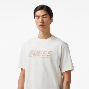  Guess Suron Mid Organic Stream 180 Erkek Beyaz T-Shirt