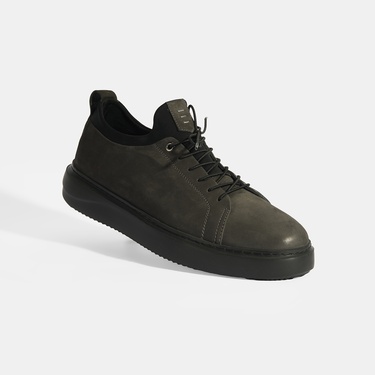  Erkek Gri Bağcıklı Deri Günlük Ayakkabı