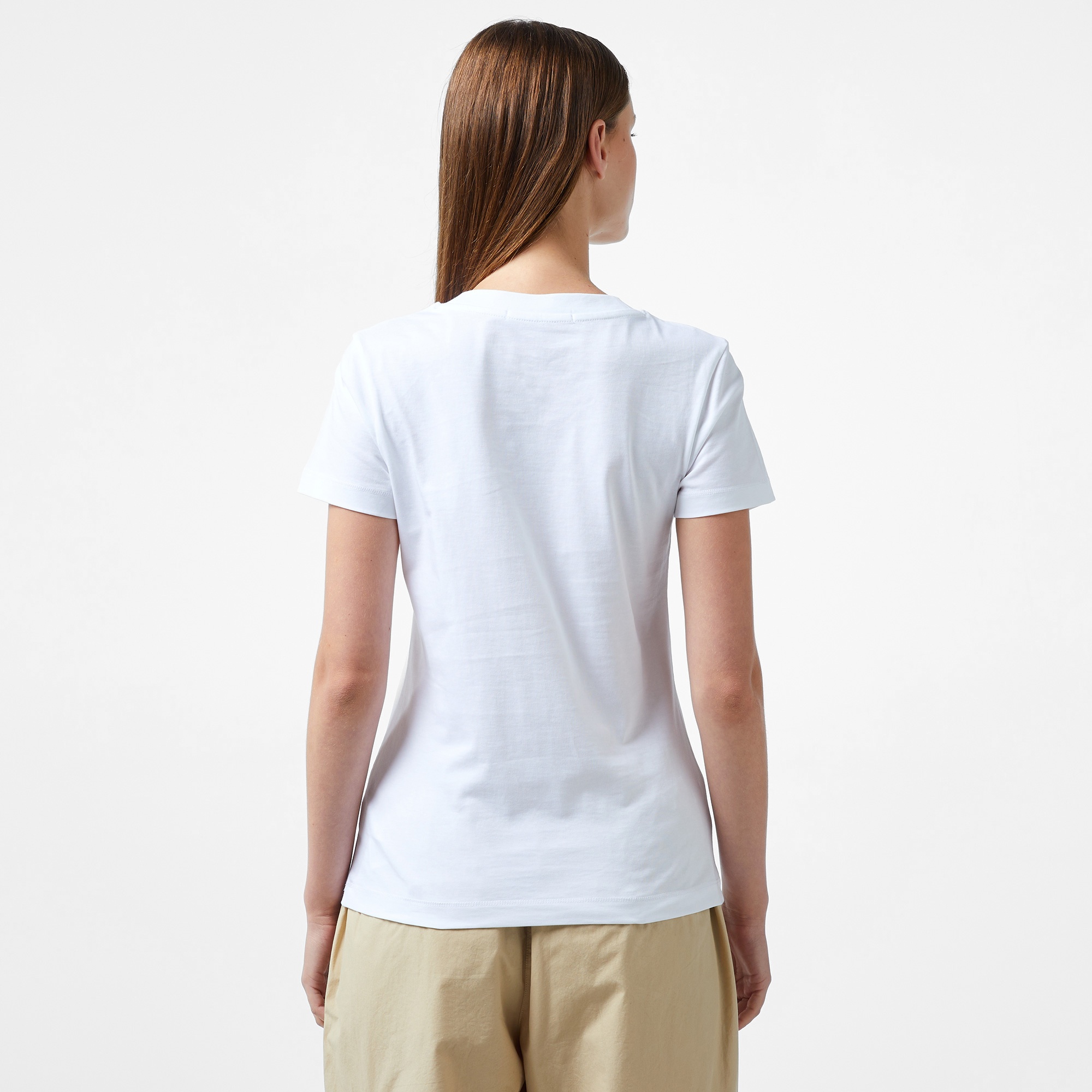 Calvin Klein Jeans Monologo Slim Kadın Beyaz T-Shirt