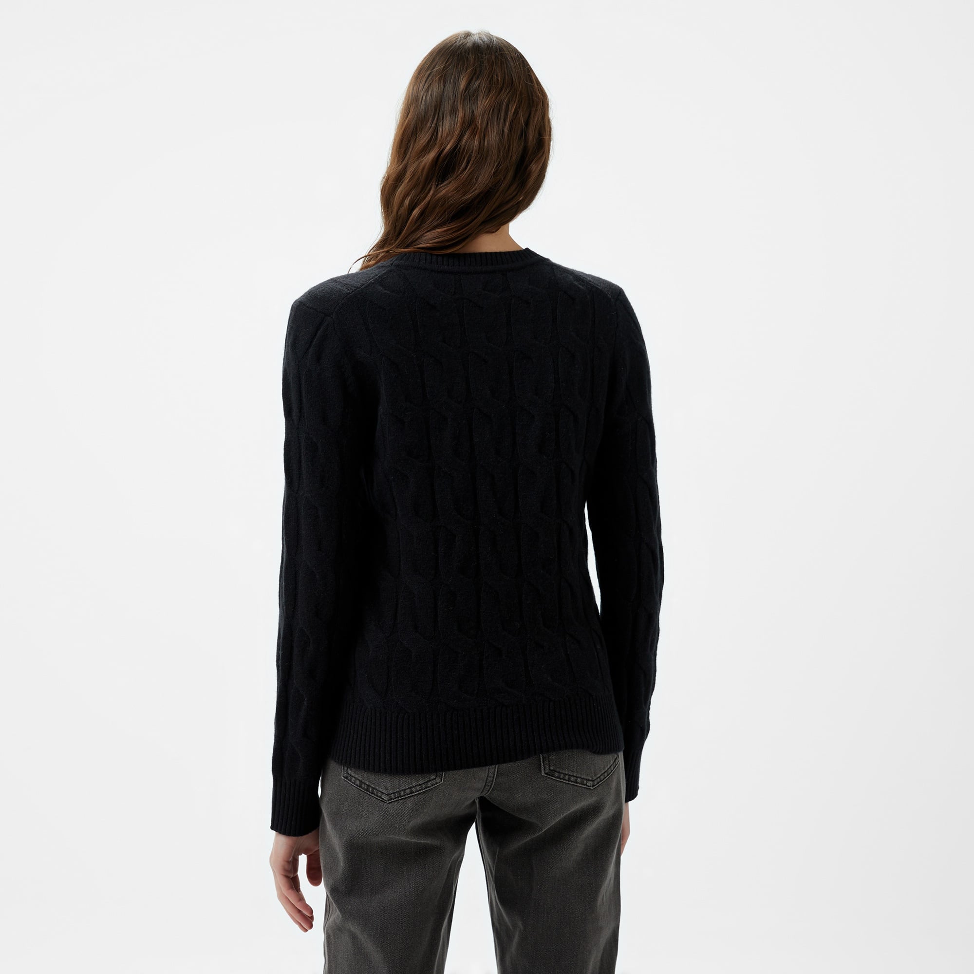 Tommy Hilfiger Soft Wool Cable Kadın Siyah Kazak