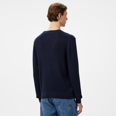  Tommy Hilfiger Structure Crew Nk Erkek Mavi Kazak