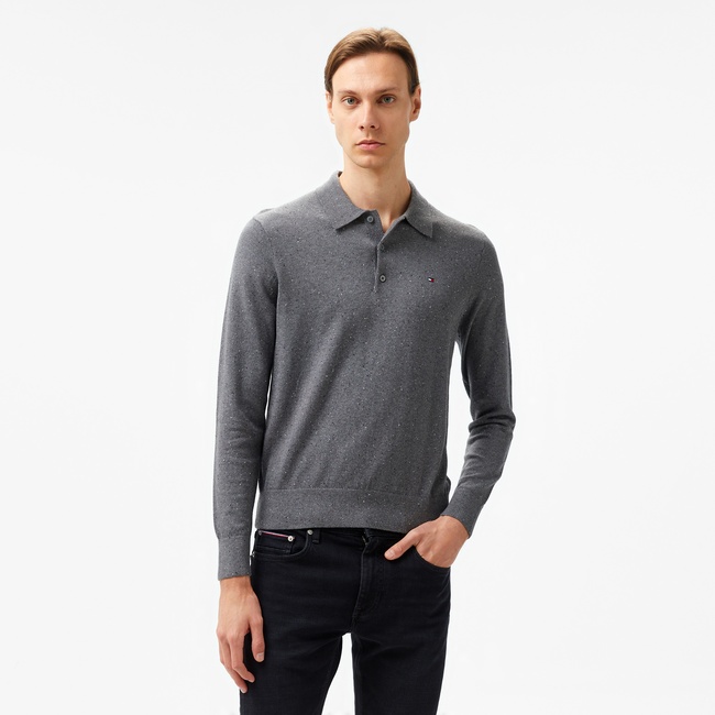  Tommy Hilfiger Pima Erkek Gri Kazak