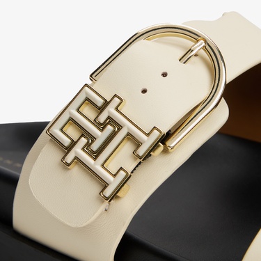  Tommy Hilfiger Leather Sporty Kadın Bej Terlik