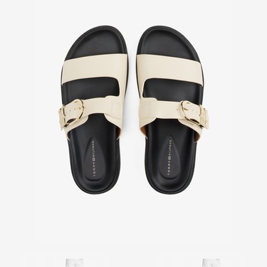  Tommy Hilfiger Leather Sporty Kadın Bej Terlik