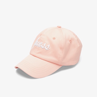  Guess Logo Baseball Diagonal Twill Kadın Pembe Şapka
