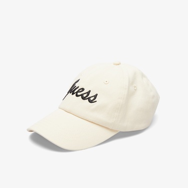  Guess Logo Baseball Diagonal Twill Kadın Beyaz Şapka