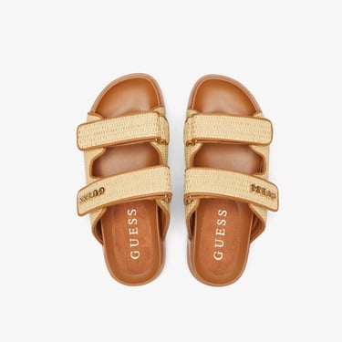  Guess Fadelizeide Printed Fabric Kadın Kahverengi Terlik