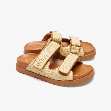  Guess Fadelizeide Printed Fabric Kadın Kahverengi Terlik