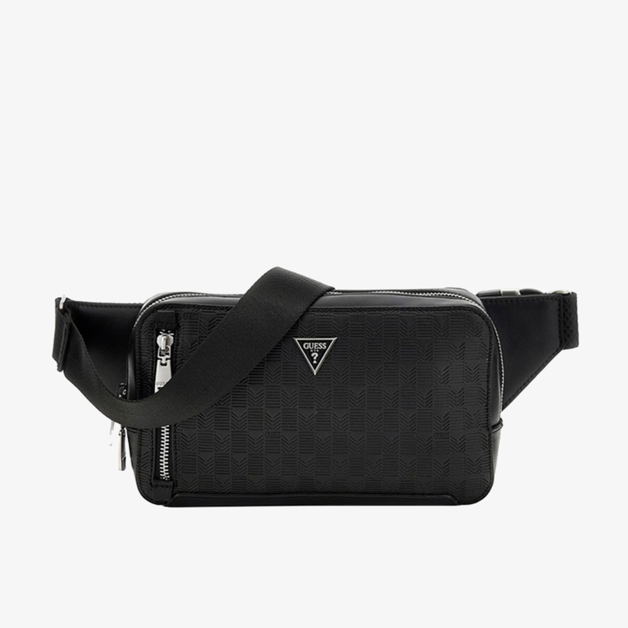 Guess Torino Crossbody Vertical Erkek Siyah Bel Çantası