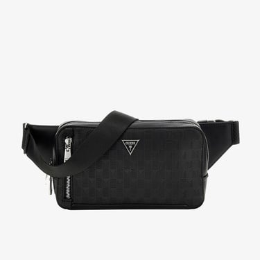  Guess Torino Crossbody Bum Vertical Zip Erkek Siyah Bel Çantası
