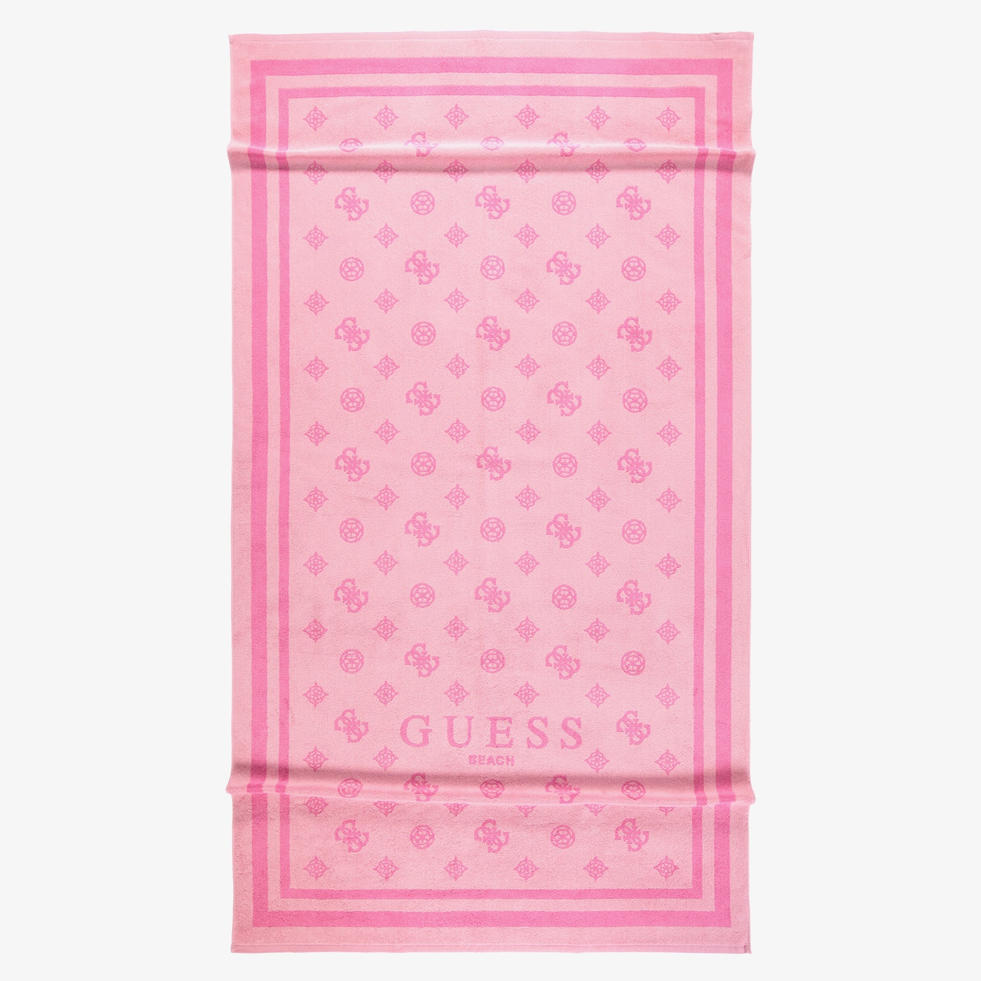 Guess Towel Jacquard Lux Sponge Unisex Pembe Plaj Havlusu