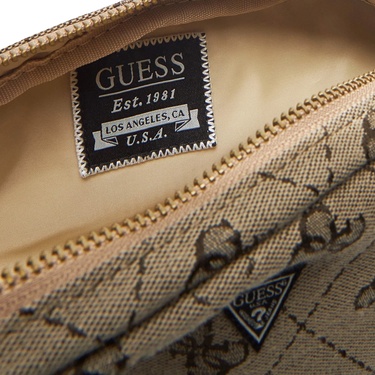  Guess Pouch Jacquard Monogram Logo Erkek Bej El Çantası
