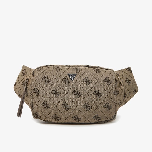  Guess Pouch Jacquard Monogram Logo Erkek Bej El Çantası