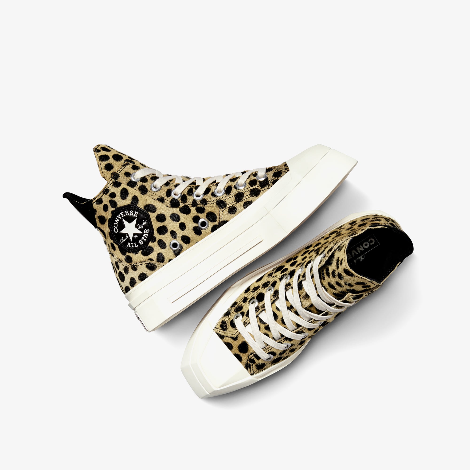 Converse Converse Siyah Chuck 70 Leopard Print De Luxe Squared Unisex Bej Platform Sneaker | FashFed Siyah - 6. görsel