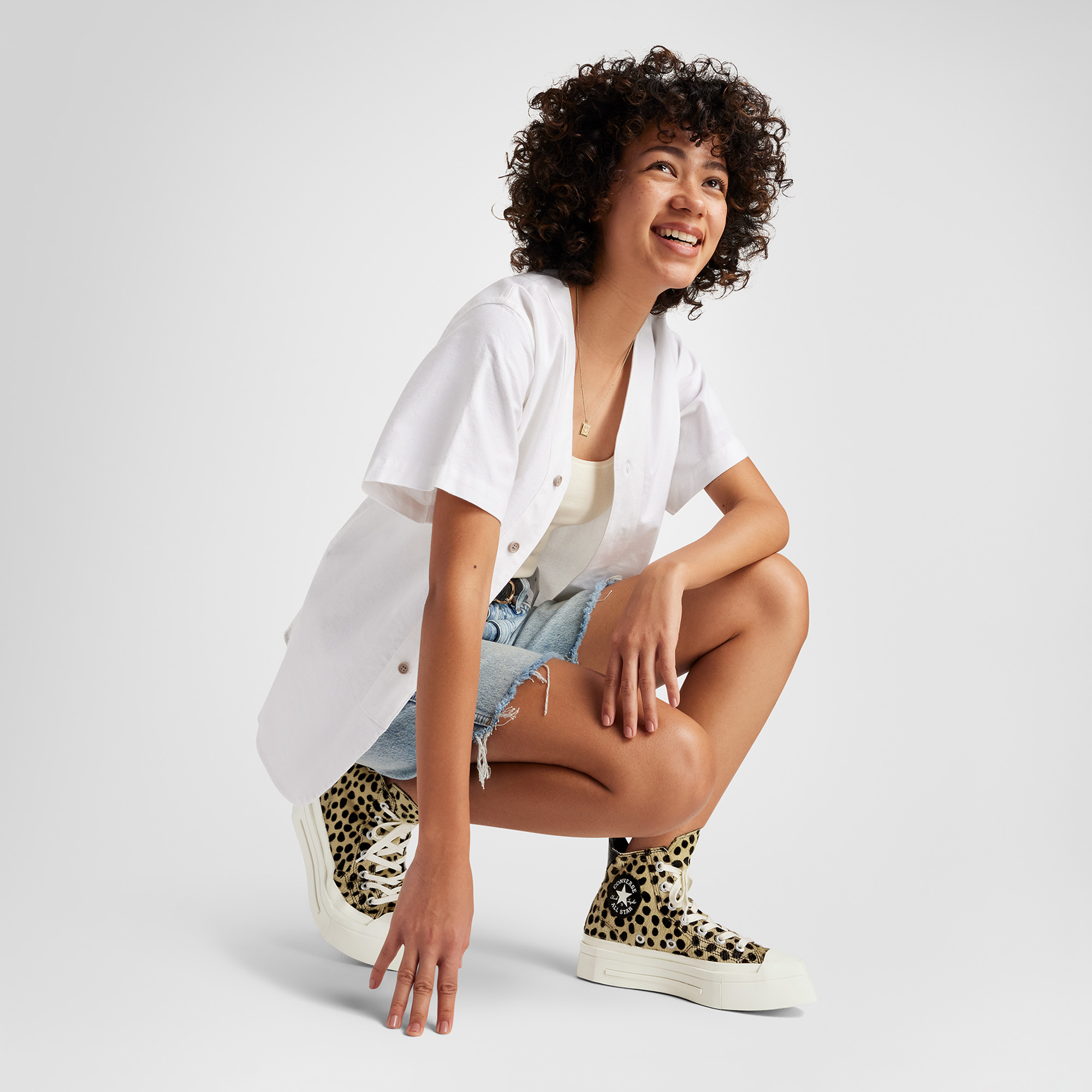 Converse Converse Siyah Chuck 70 Leopard Print De Luxe Squared Unisex Bej Platform Sneaker | FashFed Siyah - 10. görsel