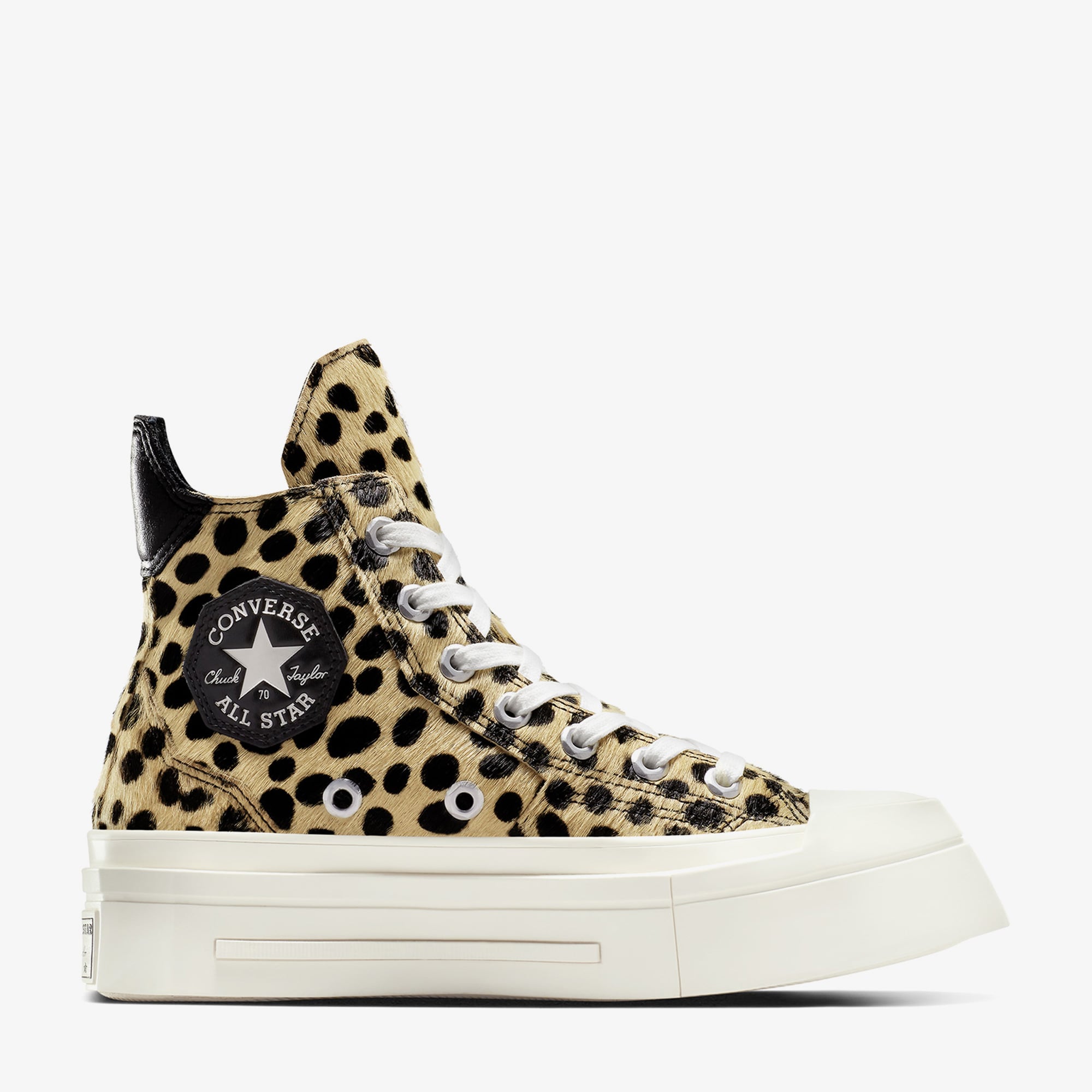 Converse Converse Siyah Chuck 70 Leopard Print De Luxe Squared Unisex Bej Platform Sneaker | FashFed Siyah - 2. görsel