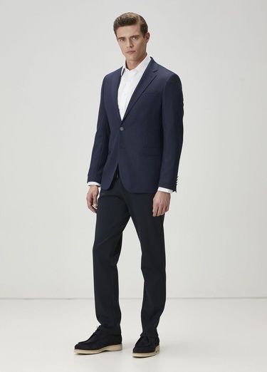  Beymen Club Erkek Lacivert Kuşgözü Dokulu Blazer