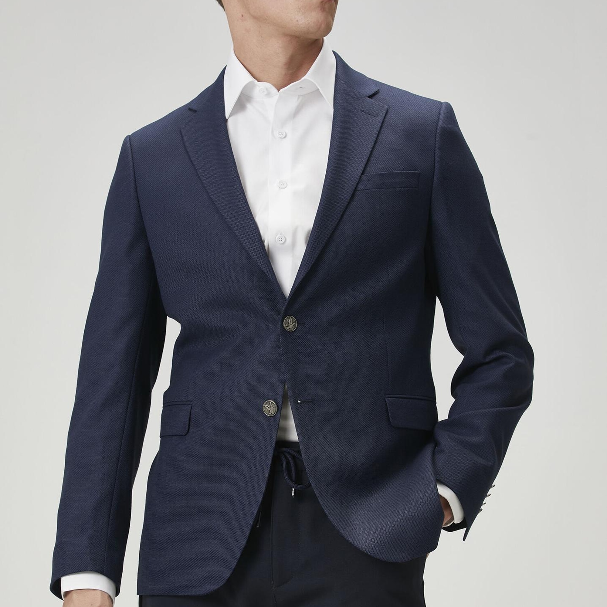 Beymen Club Erkek Lacivert Kuşgözü Dokulu Blazer