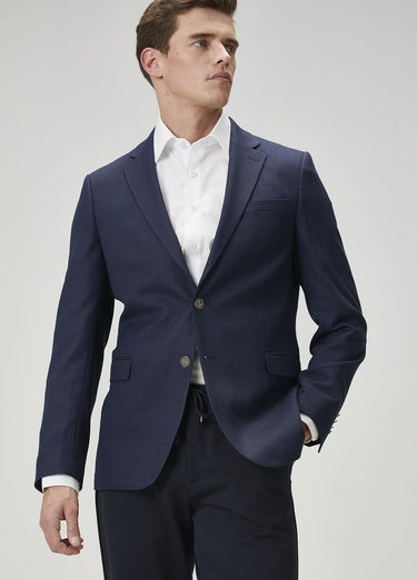  Beymen Club Erkek Lacivert Kuşgözü Dokulu Blazer