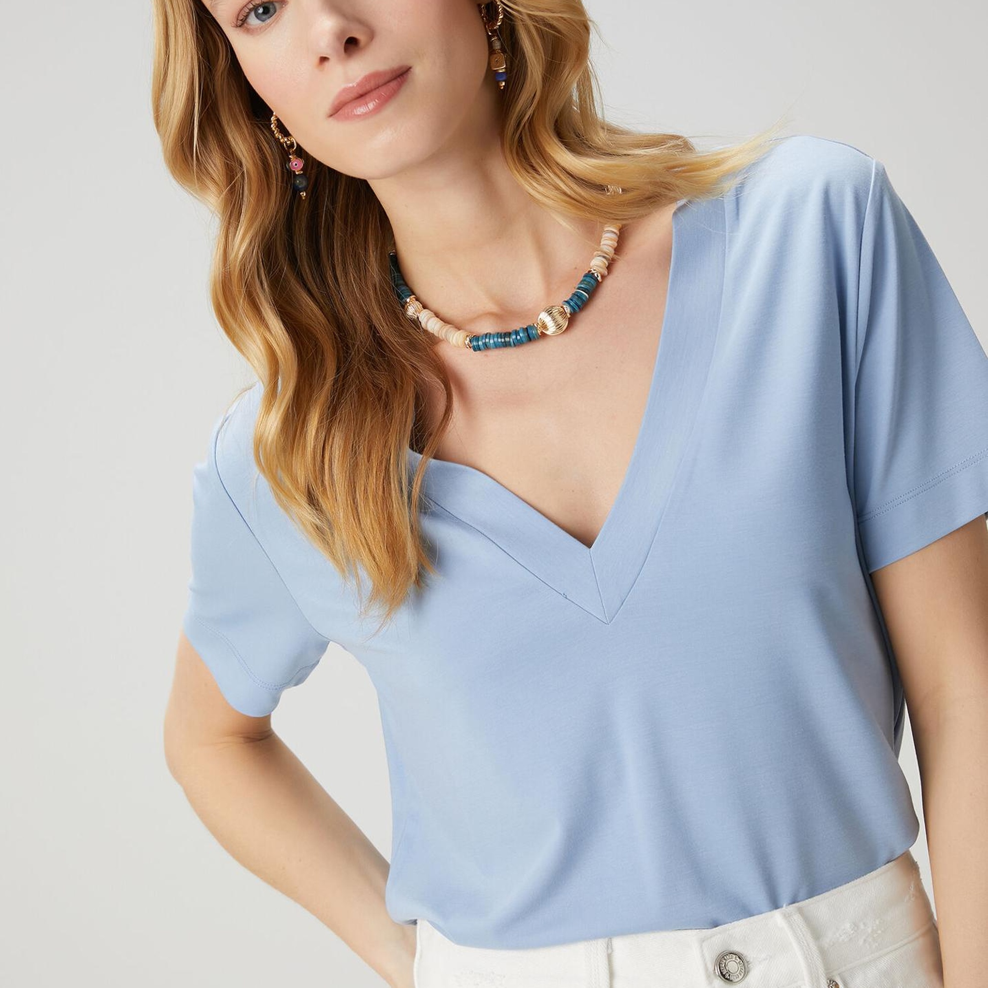 Beymen Club Kadın Mavi Basic T-shirt