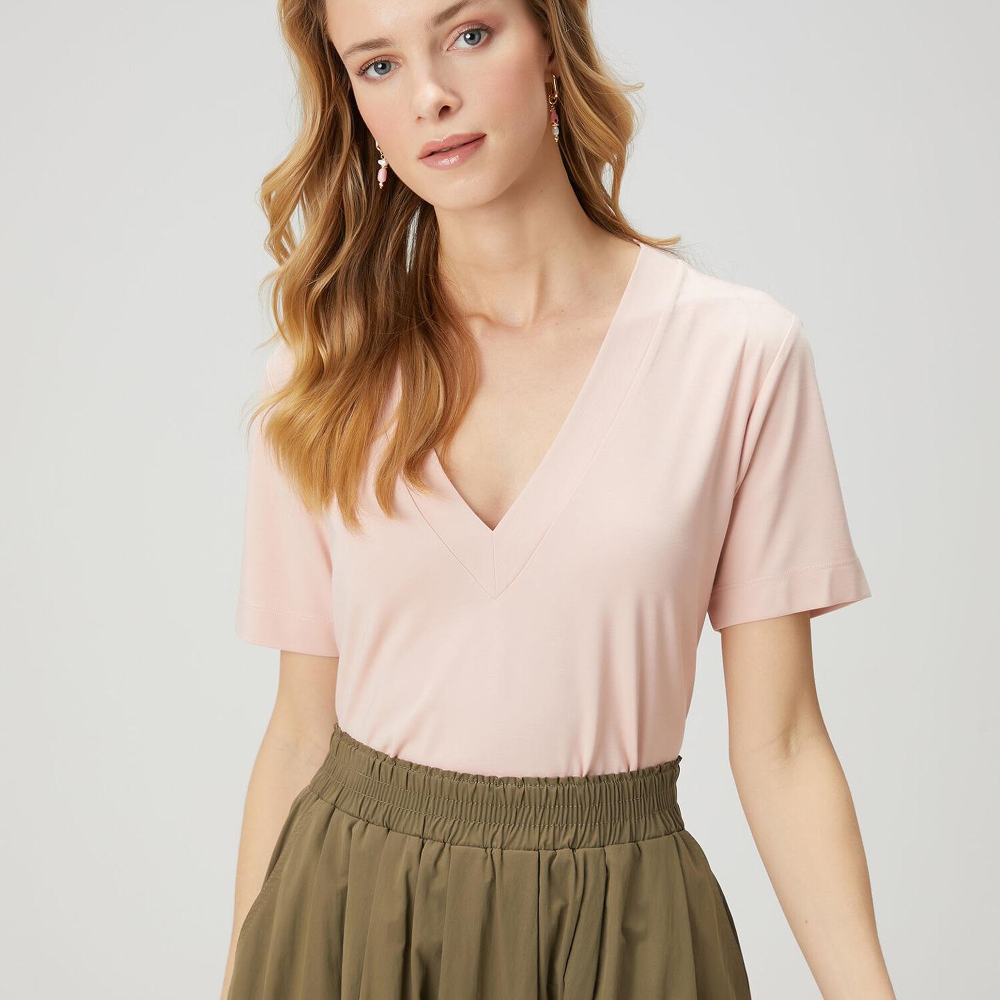 Beymen Club Kadın Pembe V Yaka Basic T-shirt