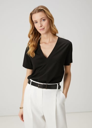  Beymen Club Kadin Siyah Basic T-shirt