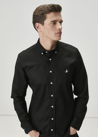  Beymen Club Erkek Slim Fit Siyah Oxford Gömlek