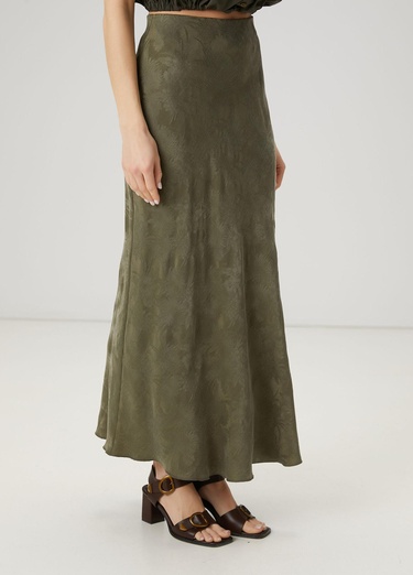  Beymen Club Kadin Haki Jakarlı Maksi İpek Etek