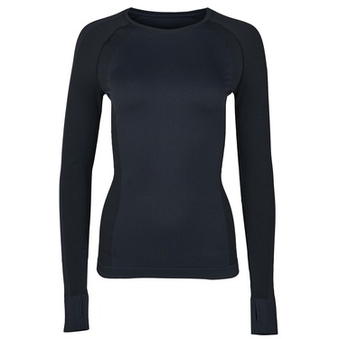  Sweaty Betty Athlete Seamless Workout Long Sleeve Top Kadın Siyah Fitness Tişört