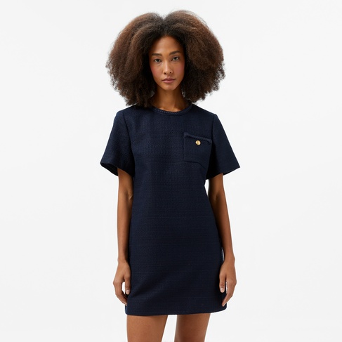  Tommy Hilfiger Tweed Short Shift Kadın Mavi Elbise