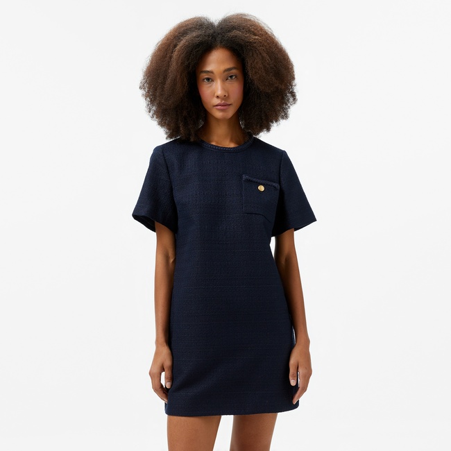  Tommy Hilfiger Tweed Short Shift Kadın Mavi Elbise