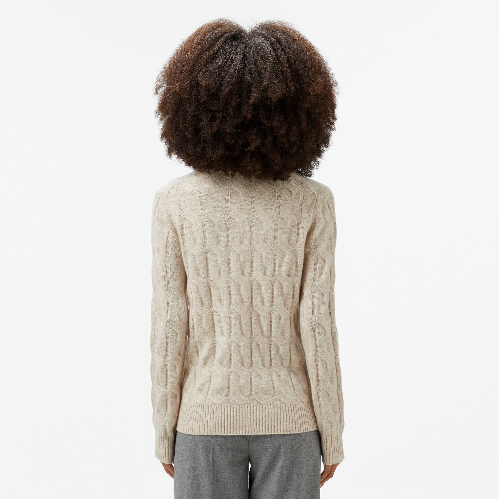 Tommy Hilfiger Soft Wool Cable Kadın Bej Kazak