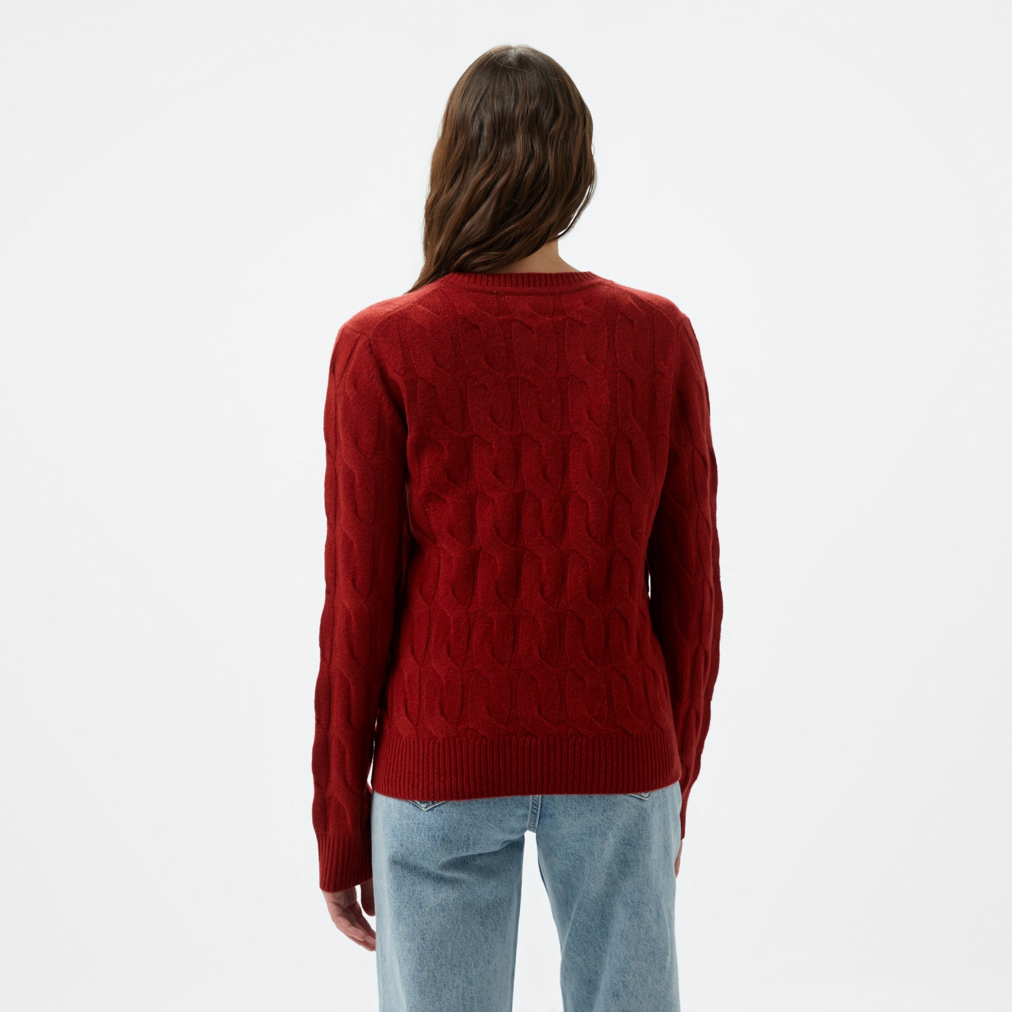 Tommy Hilfiger Soft Wool Cable Kadın Kırmızı Kazak