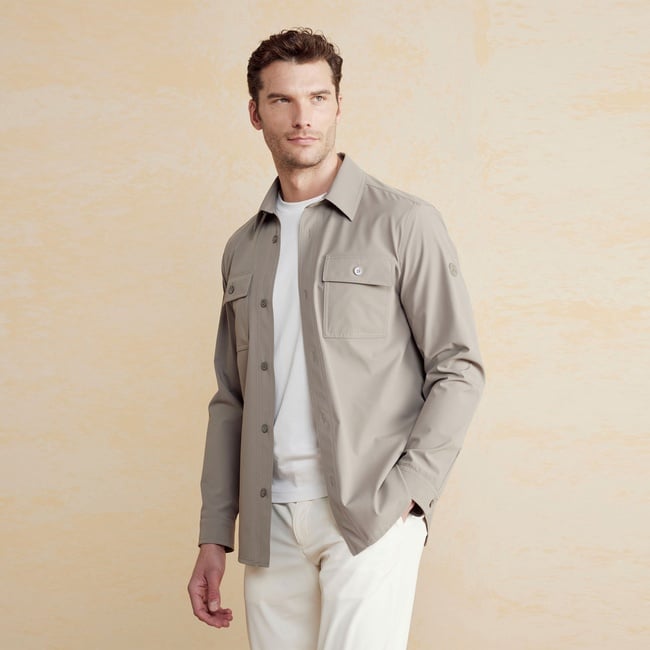  Brooks Brothers Klasik Yaka Kapak Cepli Performans Erkek Bej Ceket