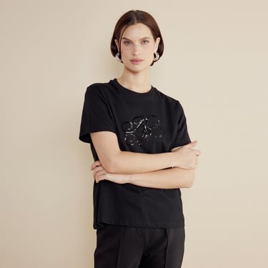  Brooks Brothers Bisiklet Yaka Bb Pul Nakışlı Kadın Siyah T-Shirt