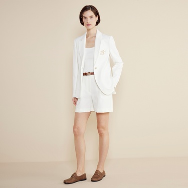  Brooks Brothers Metal Logolu Tek Pileli Kısa Kadın Bej Şort