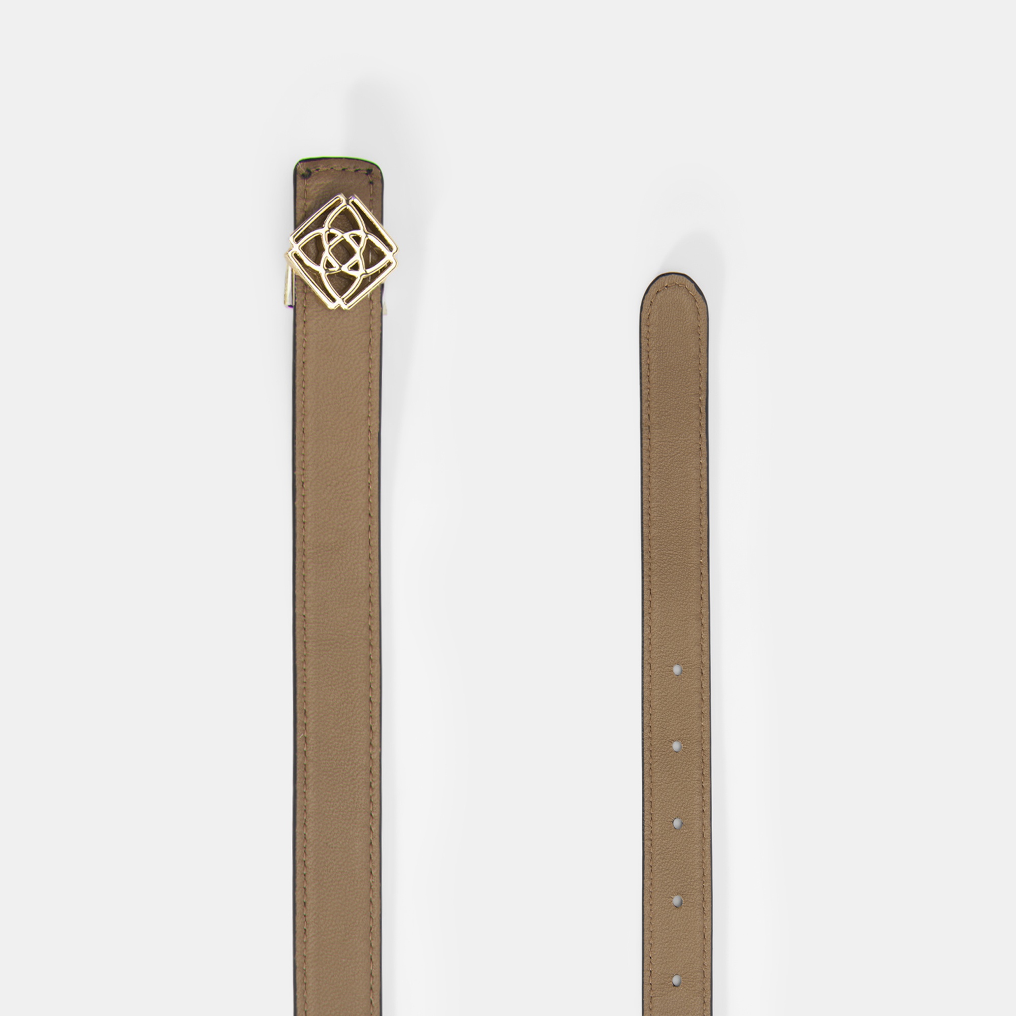 Kadın Bej / Açık Kahve Çift Taraflı Rugan Deri Kemer