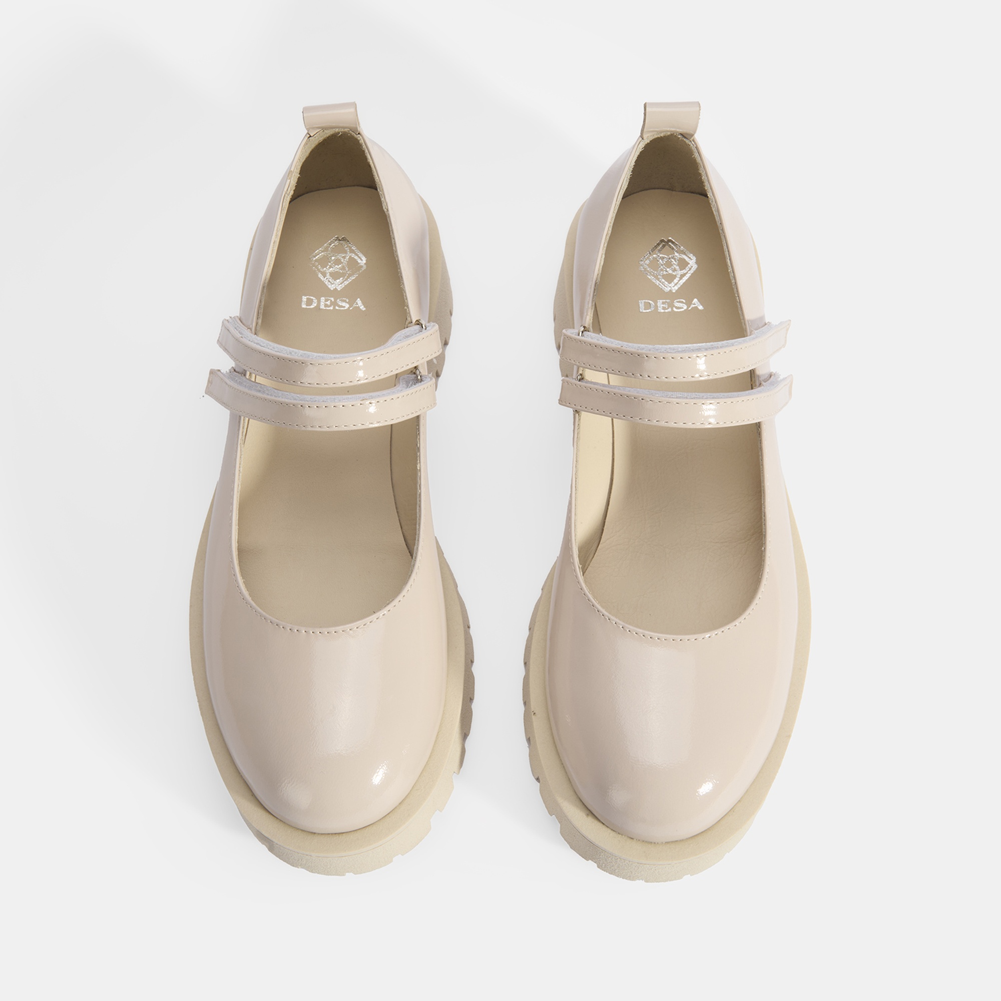 Kadın Krem Mary Jane Cırt Detaylı Deri Babet