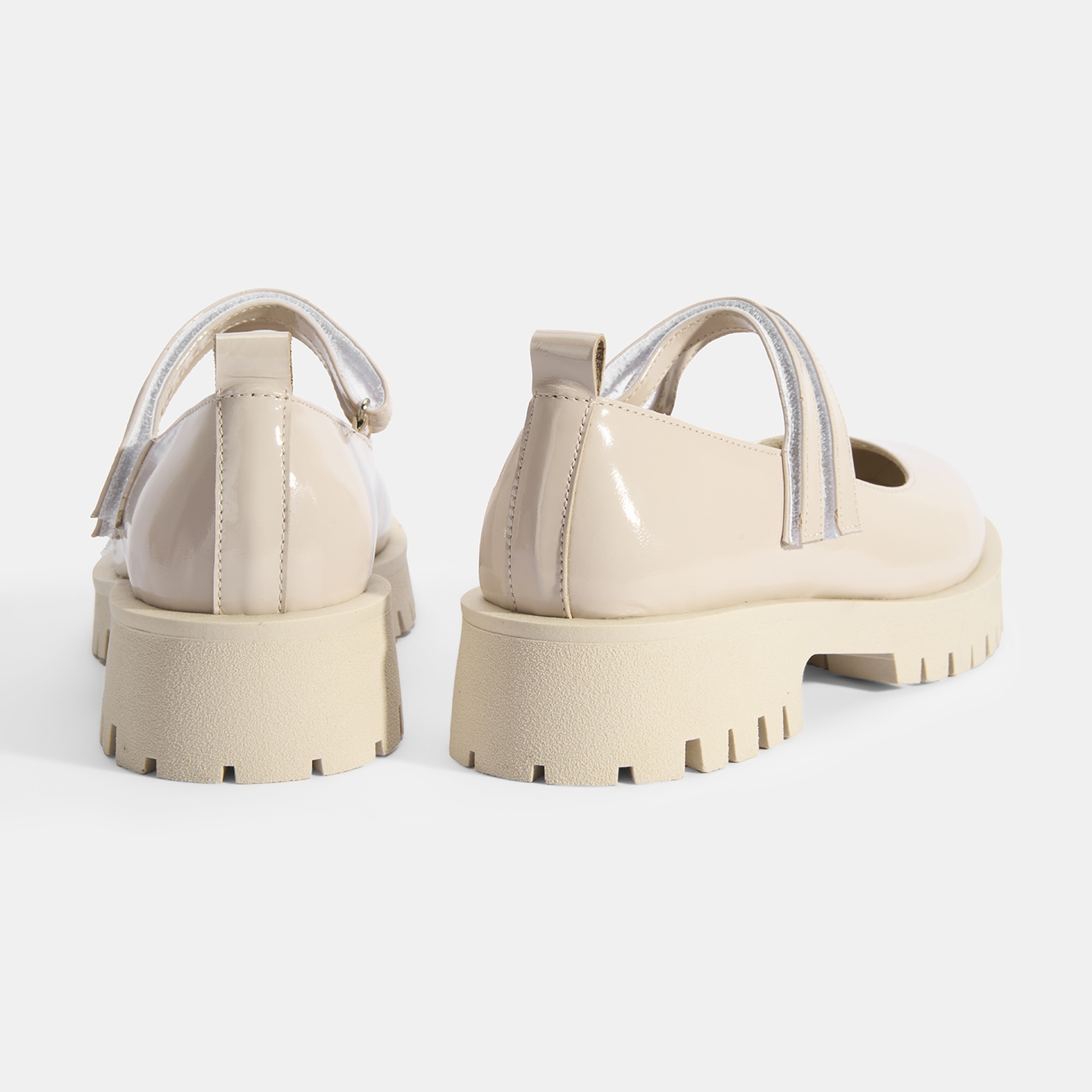 Kadın Krem Mary Jane Cırt Detaylı Deri Babet