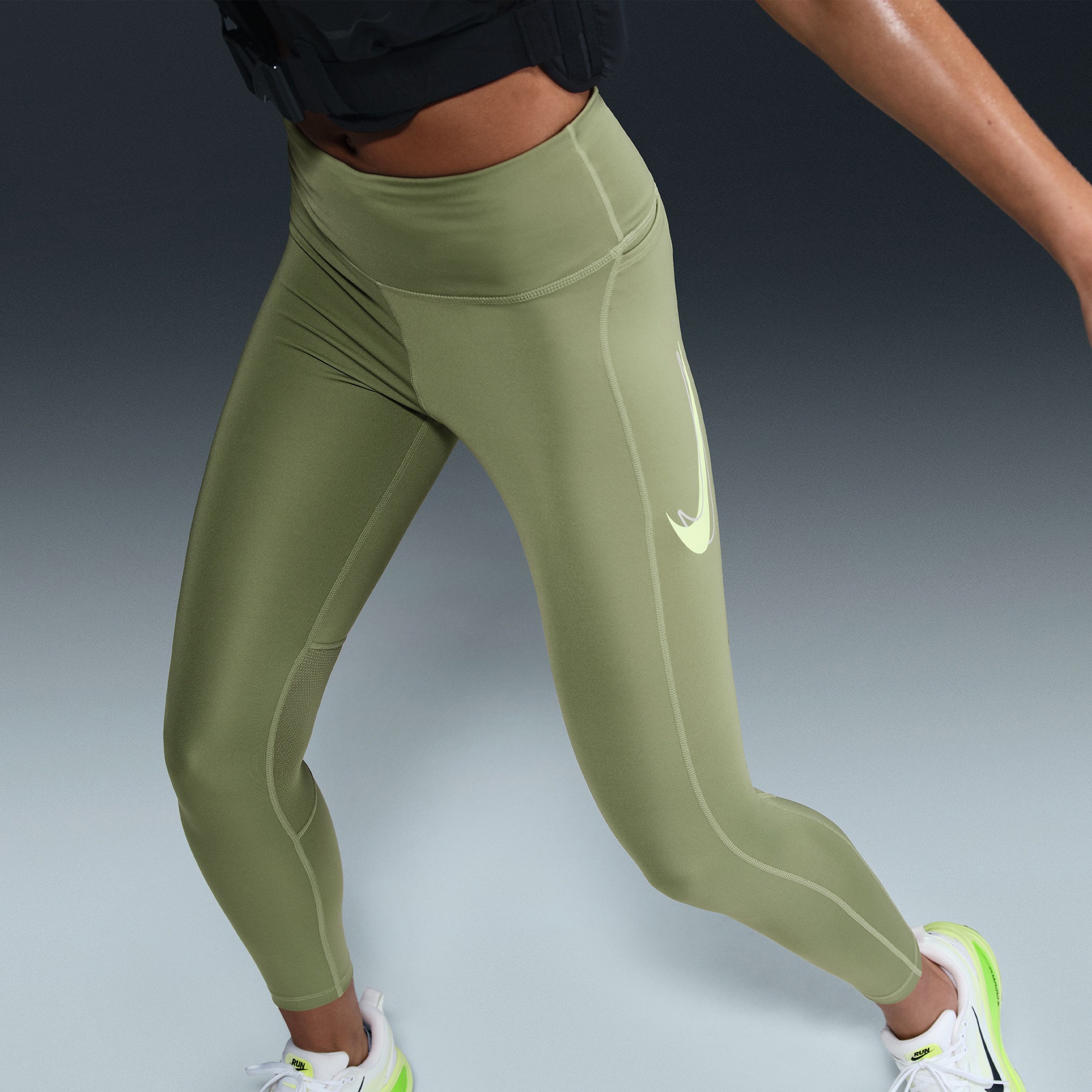 Nike Dri-Fit Fast Kadın Haki  Tayt