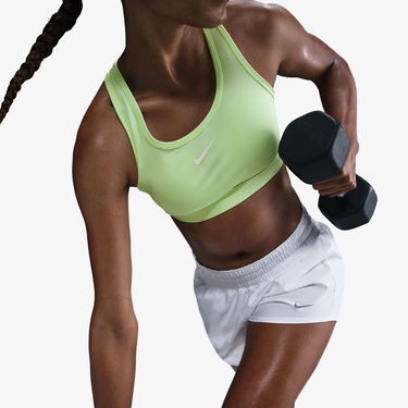  Nike Swoosh Medium Support Kadın Sarı Bra