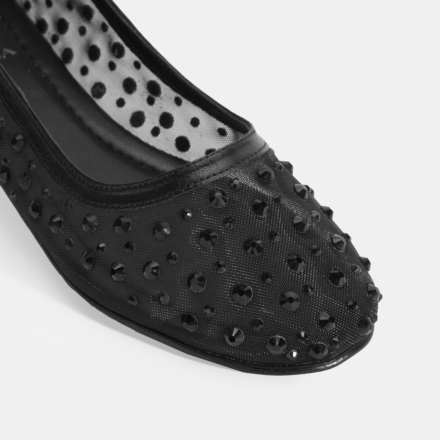 Kadın Siyah Taş Detaylı Fileli Babet - Görsel 7